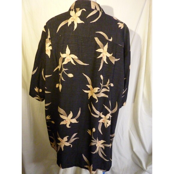 LUAU 70% Silk Hawaiian Shirt-Blue Floral Design-Pocket-sz 2X - Picture 2 of 3